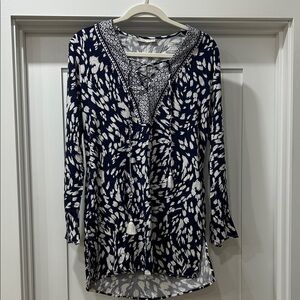 La Blanca Navy and White Patterned Tunic